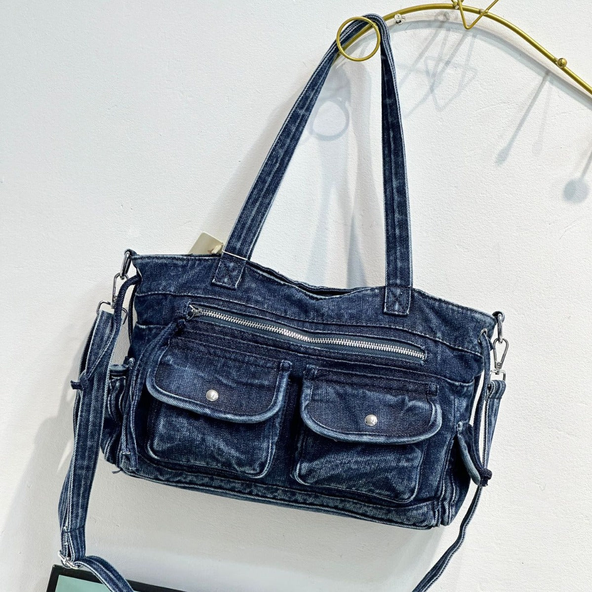New Washed Denim Womens Shoulder Bag HipHop