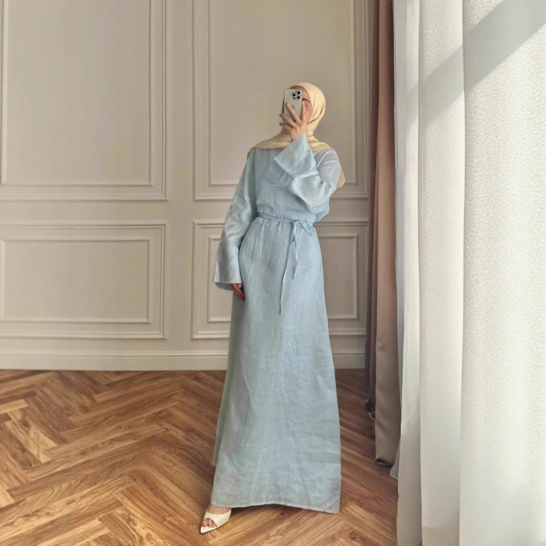 European And American Cross-Border Slimming Solid-Color Long Dress