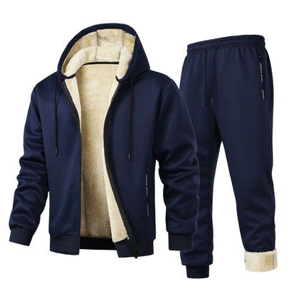 Men's Hooded Thickened Lambswool Suit