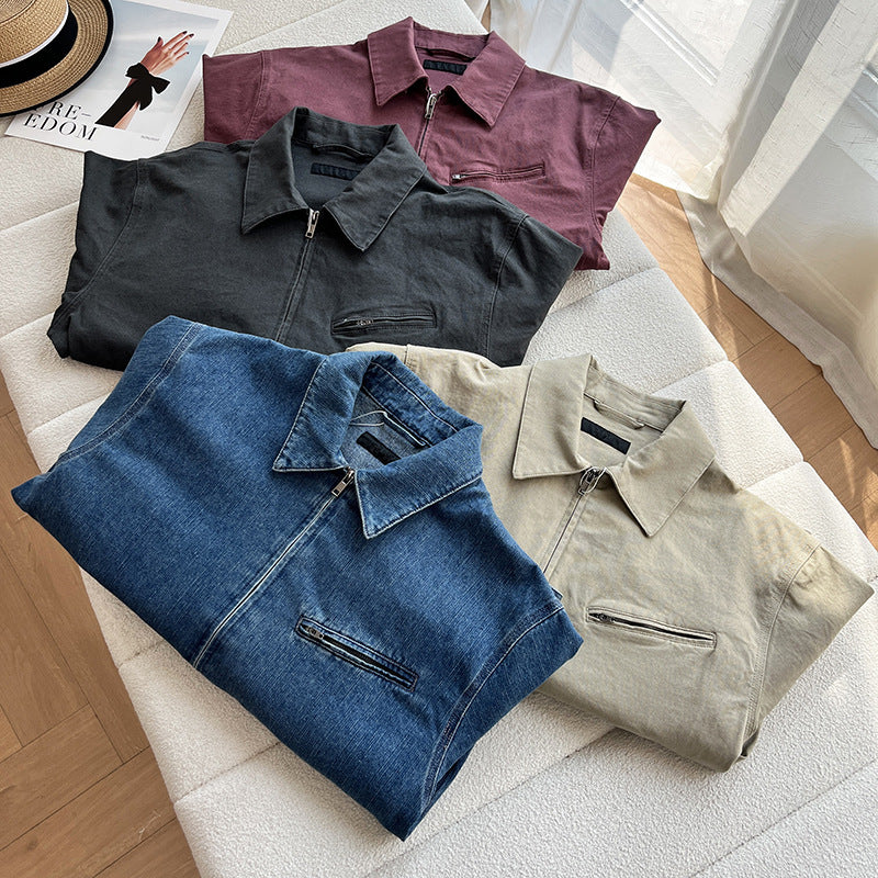 Turn-down Collarstand-up Collar Denim Jacket