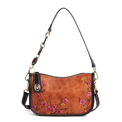 Retro First-Layer Cowhide Fashionable Simple Shoulder Bag