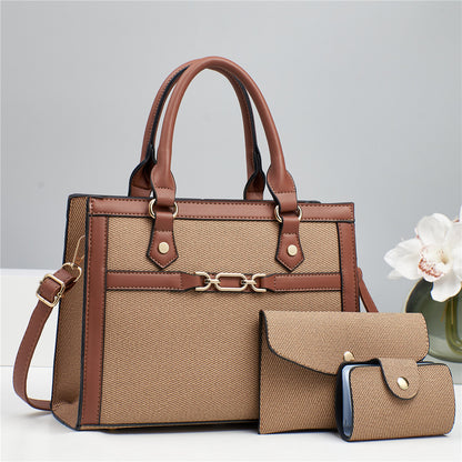 Stitching Contrast Color Fashion Mother-and-Child Bag Three-Piece Set