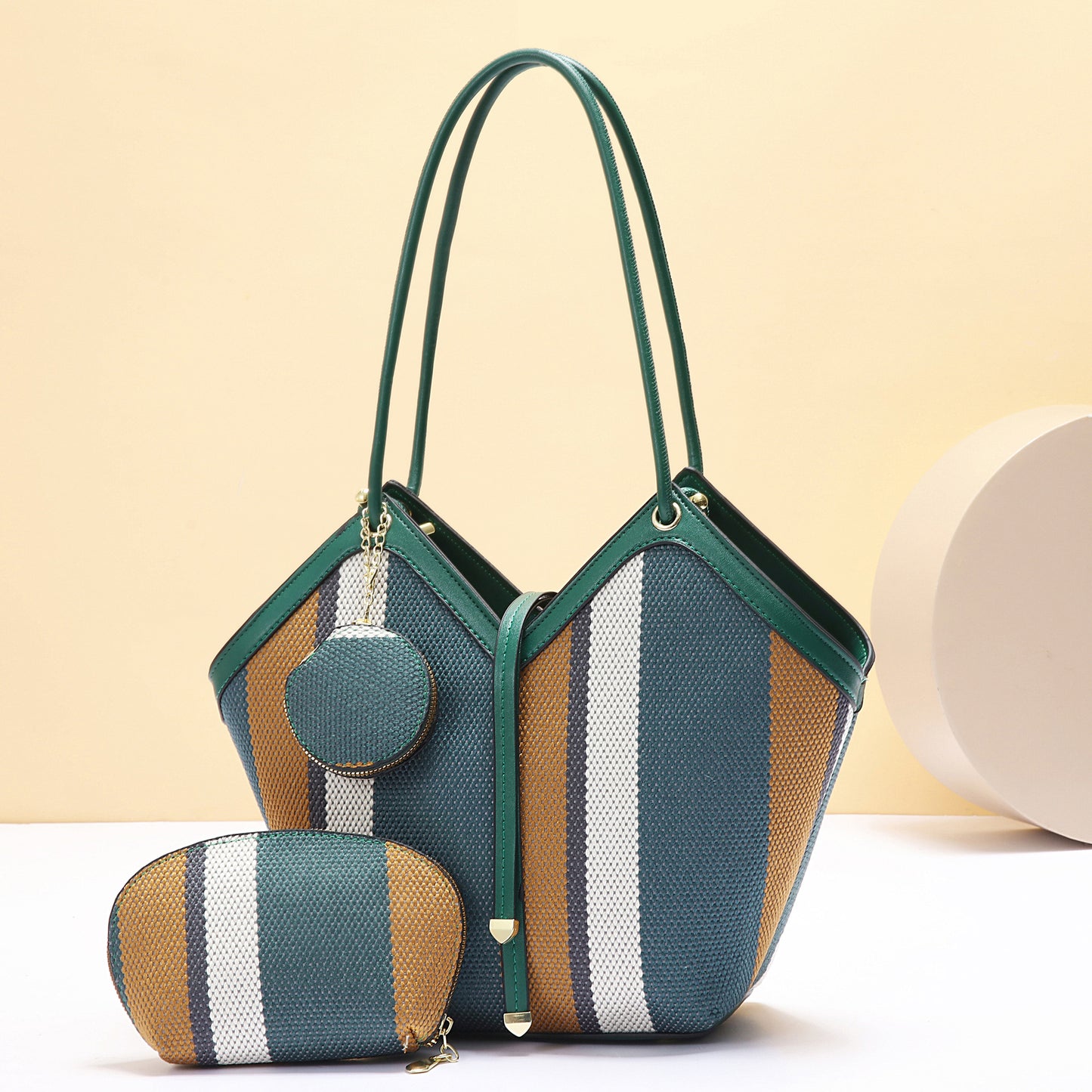 Stylish High-capacity Tote Bag With A Trendy Color-block Design