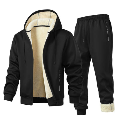 Men's Hooded Thickened Lambswool Suit