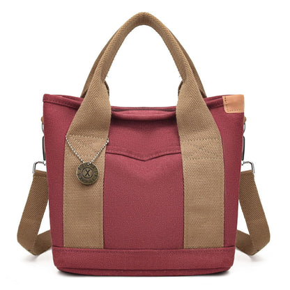 Women's Canvas Tote Bag With Contrasting Color Design