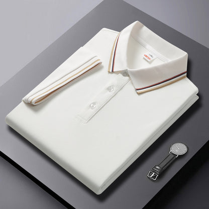 Men's Short-Sleeve Pullover Shirt New Style Embroidered Youthful Lapel Design