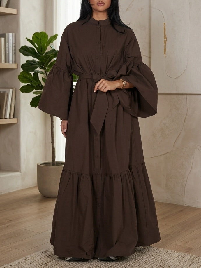 Chocolate Brown Tiered Maxi Dress