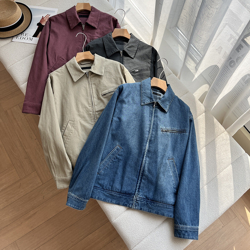 Turn-down Collarstand-up Collar Denim Jacket