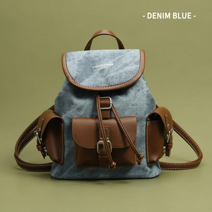 New High End Textured Retro Color Block Large Capacity Backpack For Women