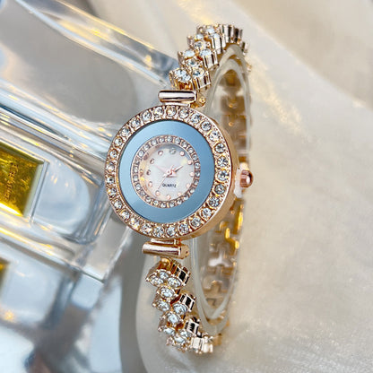 Diamond-encrusted Glass Rhinestone Women's Quartz Watch