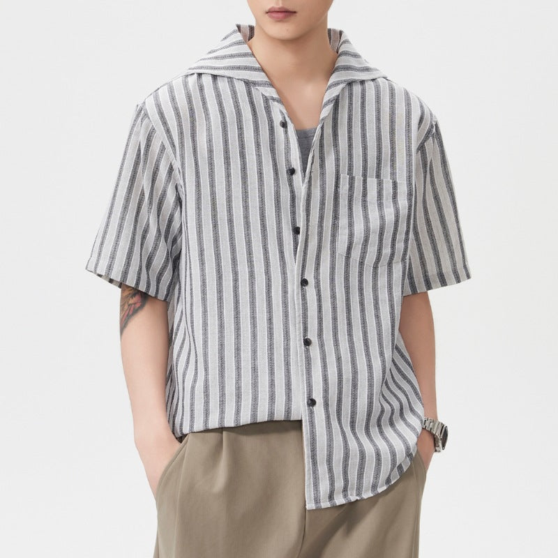 Men's Short-Sleeve American-Style Trendy Loose Shirt