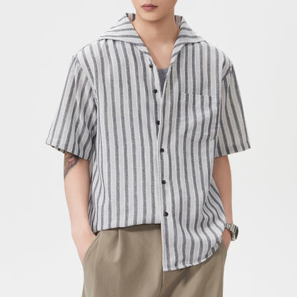 Men's Short-Sleeve American-Style Trendy Loose Shirt
