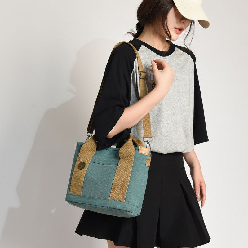 Women's Canvas Tote Bag With Contrasting Color Design