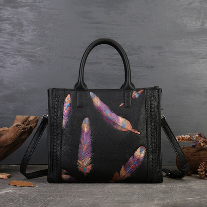 Vintage Small Square Bag For Women Made Of Full-Grain Cowhide Leather