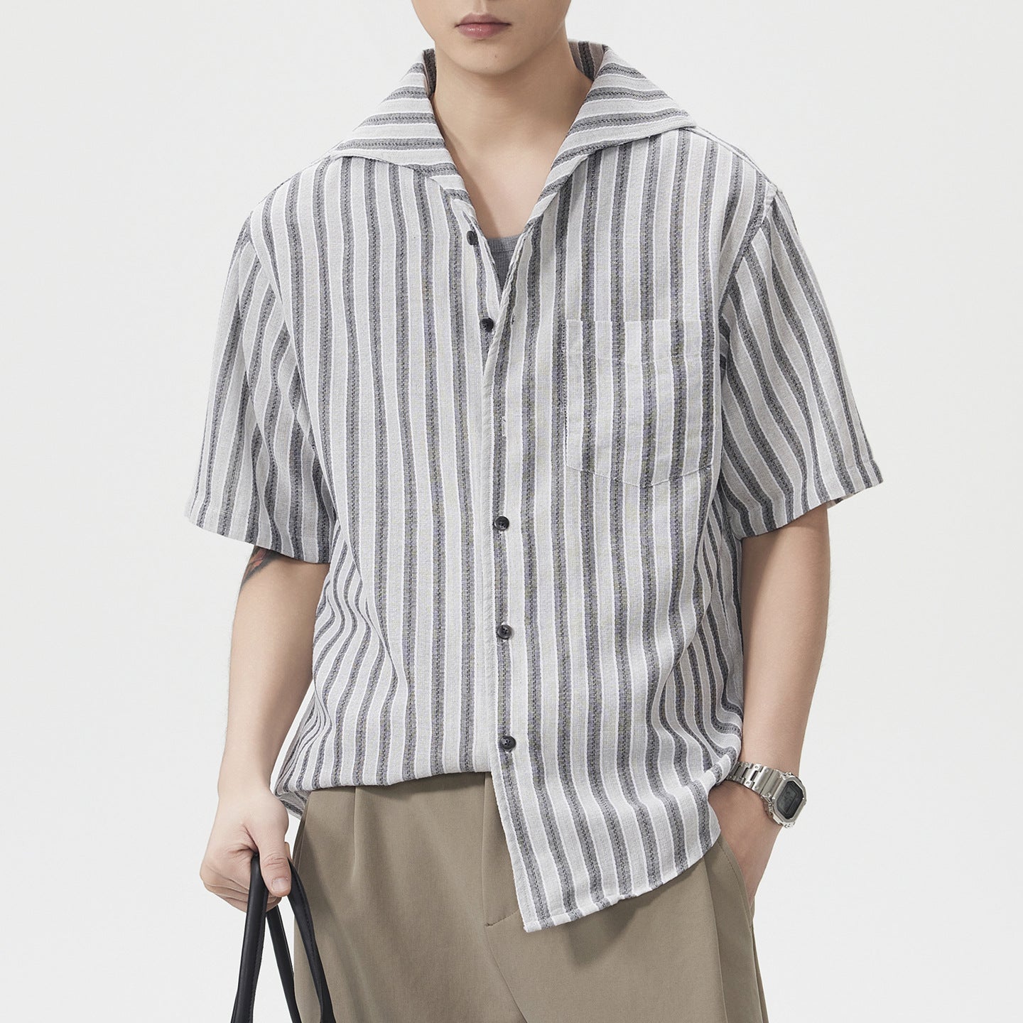 Men's Short-Sleeve American-Style Trendy Loose Shirt
