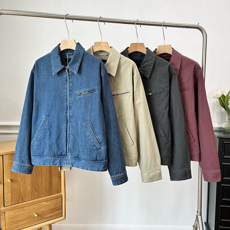 Turn-down Collarstand-up Collar Denim Jacket