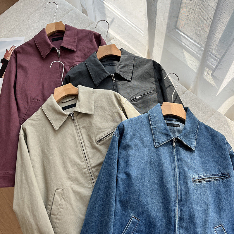 Turn-down Collarstand-up Collar Denim Jacket