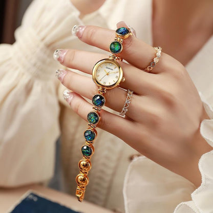 New Style Pre-Owned Light Luxury Pearl And Malachite Elegant Womens Watch