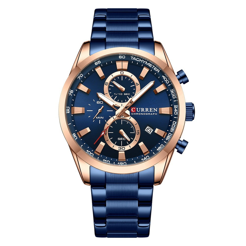 Men's Multifunctional Waterproof Calendar Watch