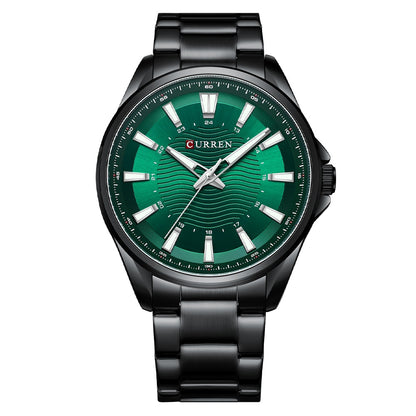 Waterproof Round Mens Simple Steel-Strap Watch
