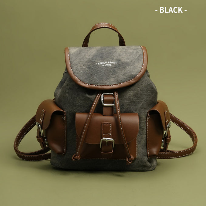 New High End Textured Retro Color Block Large Capacity Backpack For Women