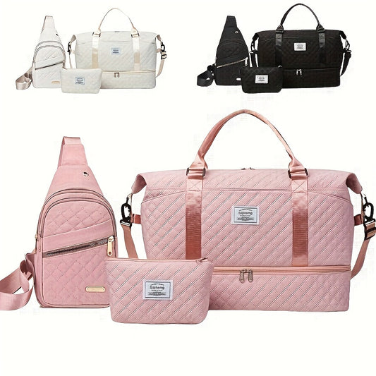 Women's Large-Capacity Travel Organizer Set Of Three Travel Duffel And Two Smaller Bags
