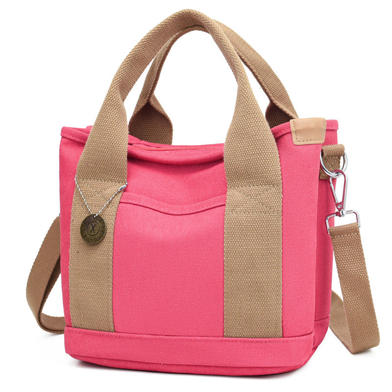 Women's Canvas Tote Bag With Contrasting Color Design