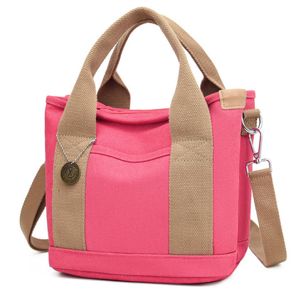 Women's Canvas Tote Bag With Contrasting Color Design