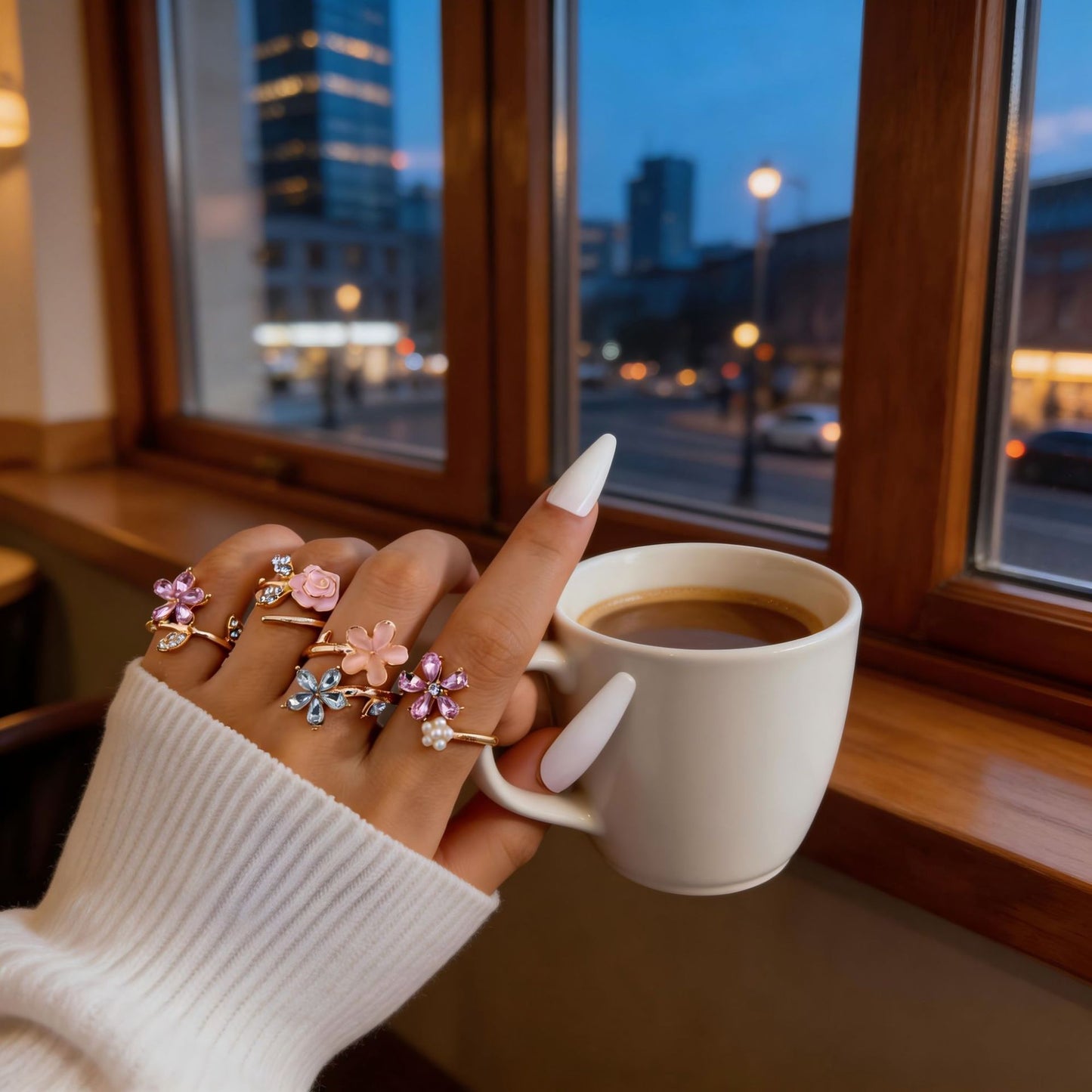 Geometric Flower Light Luxury All-Match Ring