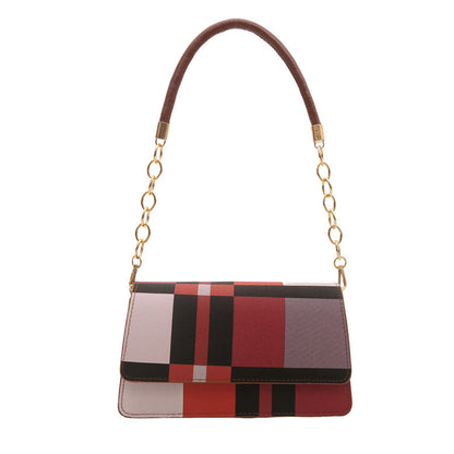 One-shoulder Portable Underarm Flow Color Contrast Patchwork Small Square Bag