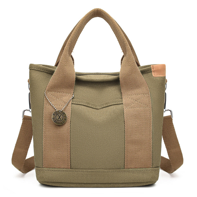 Women's Canvas Tote Bag With Contrasting Color Design