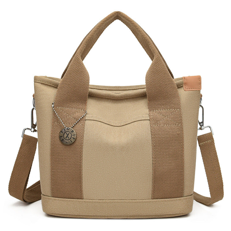 Women's Canvas Tote Bag With Contrasting Color Design