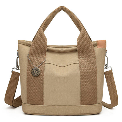 Women's Canvas Tote Bag With Contrasting Color Design