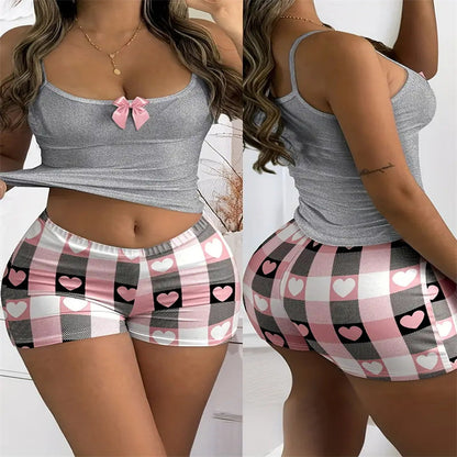 Camisole And Printed Shorts Pajama Set