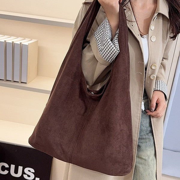 Simple Solid-Color Large-Capacity Tote Bag For Women