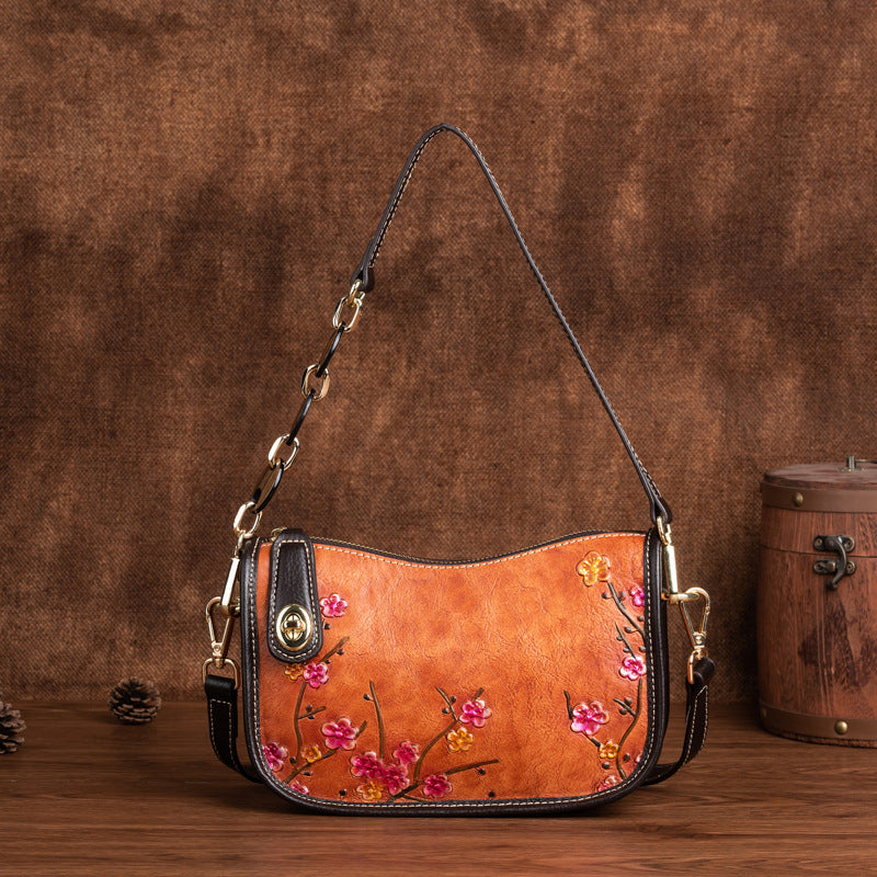 Retro First-Layer Cowhide Fashionable Simple Shoulder Bag