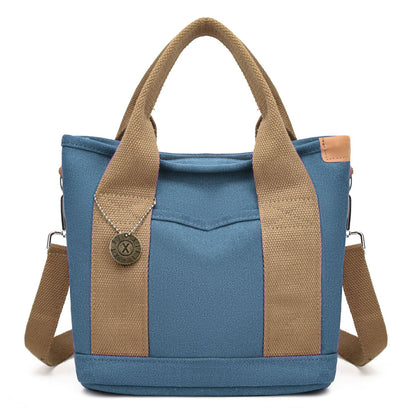 Women's Canvas Tote Bag With Contrasting Color Design